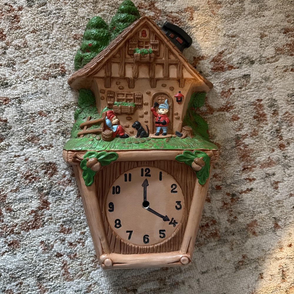 Vintage Kurfis 1973 ATLANTIC MOLD Wall Clock. Two Boys And A Dog Clock.